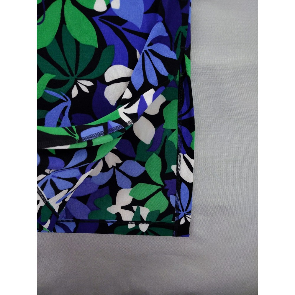 Chico's Maxi Dress Women 1 M Blue Green Floral Tropical V-Neck Short Sleeve - Picture 5 of 9